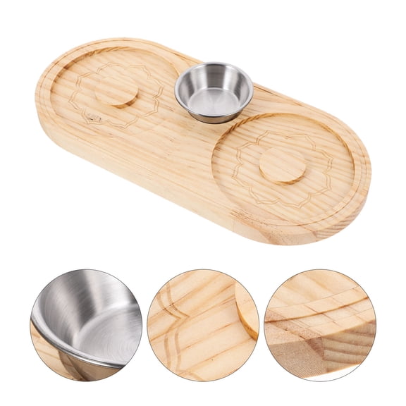 IDEANATEGRATE Sugar Tray Bamboo Wood Bar Accessories 1 Set 13X5.9X0.6In