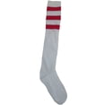 thumbnail image 2 of Old School Tube Socks 3 Pack, White with Stripes (9-11), 2 of 4