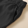 thumbnail image 4 of WREESH Womens Wide Leg Pants Solid Color Elastic High Waisted Cropped Pants Cotton and Linen Casual Slim Black, 4 of 6