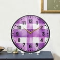 thumbnail image 4 of Yayeee Wall Clock Battery Operated 9.5" Silent Non-Ticking for Living Room, Purple and White Pattern, 4 of 8