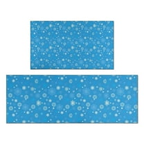 Blue Christmas Snowflake Pattern Kitchen Rugs Sets Of 2,Anti Fatigue Kitchen Mat Rugs Non Slip Washable,Decorative Kitchen Floor Mats for Kitchen,Sink,Laundry,17"x30" 17"x47"