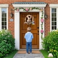 thumbnail image 2 of Wooden Bunny Welcome Sign Easter, Rabbit Hole Door Sign Spring Wreaths For Front Door, Rabbit Wreaths Wall Hanging Decoration, Garland For Home Farmhouse Decor 11.8 Inch, 2 of 3