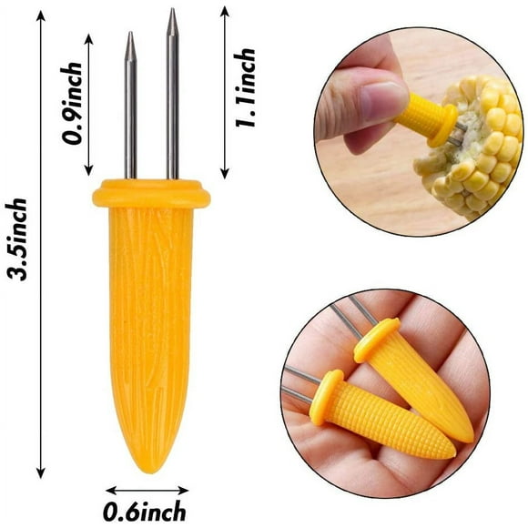 30PCS Corn Holders, Large Size Stainless Steel Corn Holder, Twin Prong Sweetcorn Holder Corn on The Cob Skewers Fruit Fork for Kitchen Tool Outdoor Home BBQ Cooking