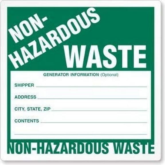 NON-HAZARDOUS WASTE 6" x 6" Industrial Labels, Vinyl - Pack of 100