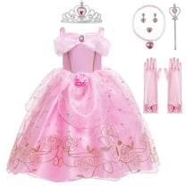 Auraro Pink Princess Costumes for Little Girls Fancy Dress Up Halloween Christmas Party Dress