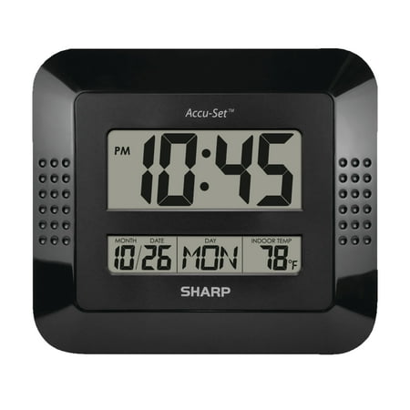 MZ Berger Digital Wall Clock and Calendar, 9in. x 8in, Black