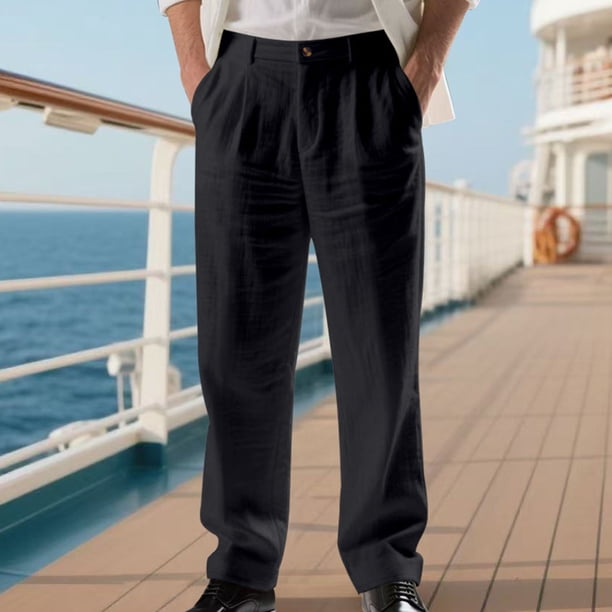 Ceisia Men's Relaxed Straight Retro Gift Striped Cotton Dress Pants Soft Structured Thin Striped Multi-Color