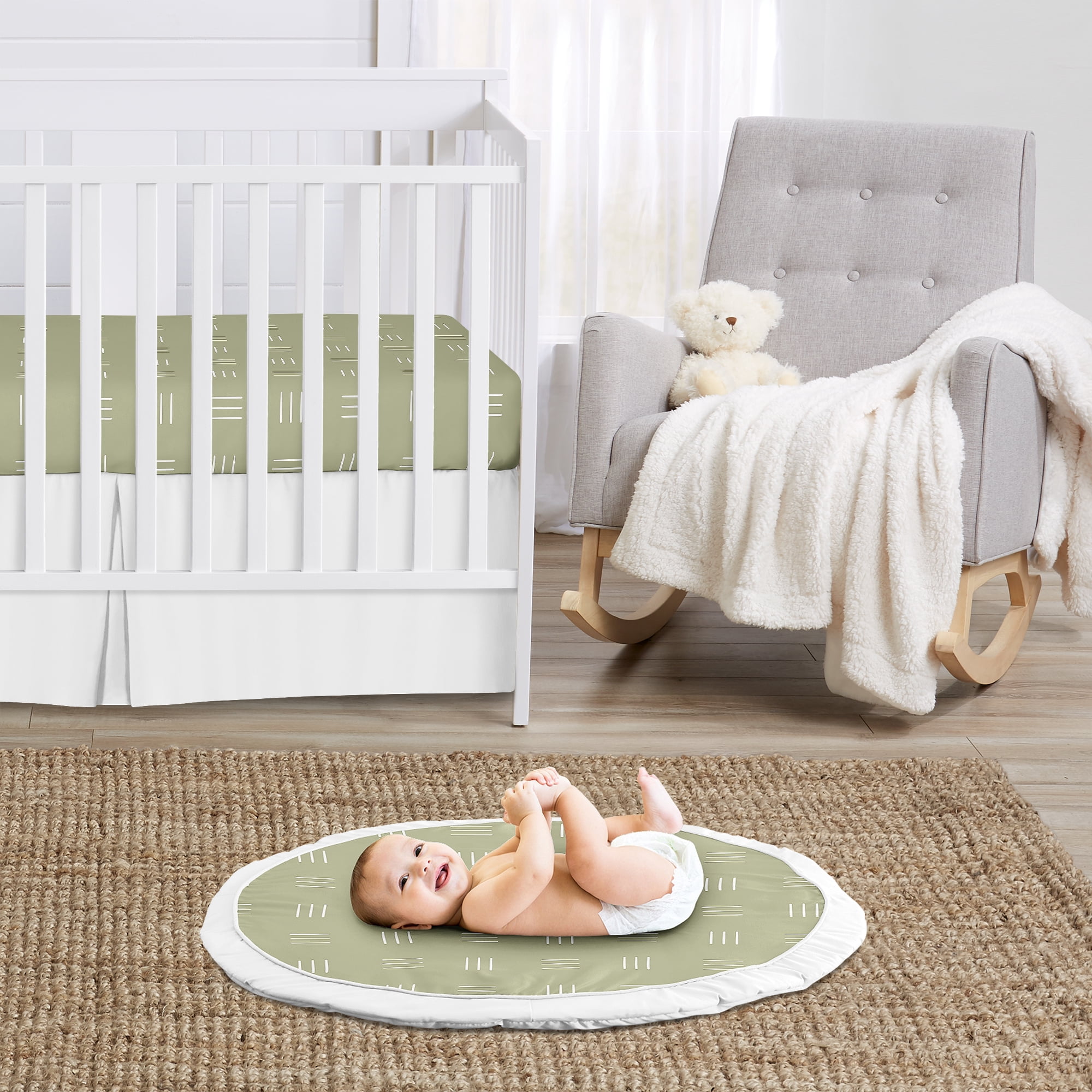 Sweet Jojo Designs Boho Hatch Green and White Baby Play Mat