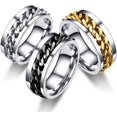 thumbnail image 2 of BLING 3 anillos giratorios de 0.315 in de acero inoxidable, anillos antiansiedad para hombres y mujeres, anillos de rodillos de estrés con ranuras frescas, joyería fresca, 2 of 5