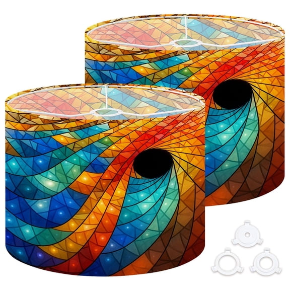 Lamp Shades Set of 2 Easy Assembly Colorful stained glass spiral Drum Lampshades for Table Lamps Floor Lamps Pendant Light 13"x13"x10" Replacement Lamp Shade