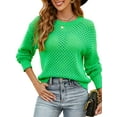 thumbnail image 5 of Arvbitana Women's Hollow Out Sweaters Long Sleeve Pullover Round Neck Solid Color Knit Hoodies Jumper Cropped Tops, 5 of 7