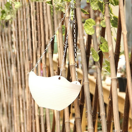 - Home Garden Resin Hanging Planter Flower Pots Green Plant Vase with Pendant Chain Color:White Size:S
