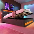 thumbnail image 7 of Upholstered Platform Bed with LED Light, Multi-Functional Headboard with USB Charging and Storage Shelves, Wood Bed Frame with Hydraulic Storage System, Lift up Storage Bed for Bedroom Dorm, 7 of 7