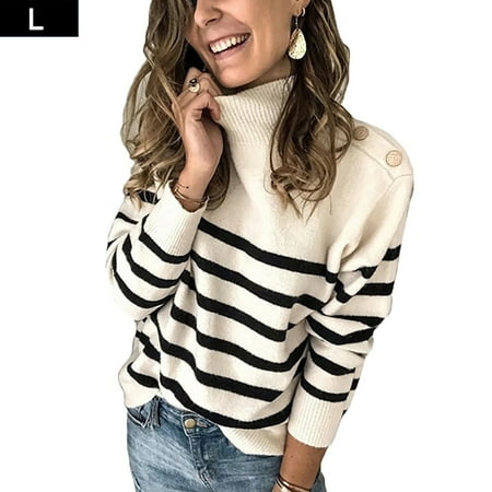 

BESTHUA Women Round Neck Off Shoulder Sweater Loose Long Sleeve Knit Jumper