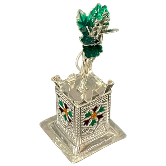 925 Sterling Silver Hallmarked Tulsi Mata / Holy Basil Plant Tulsi Height & Weight: 2.25" Tulsi (Ht. =2.25 inch Wt. =16 grams)