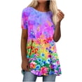 thumbnail image 1 of Blusa de manga corta con estampado de cuello redondo informal para mujer a la moda, Tops de verano Pompotops hkajfhjk462837, 1 of 5