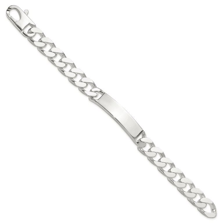 925 Sterling Silver Curb Link Name Bar Identification ID Bracelet