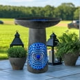 thumbnail image 6 of EFISPSS Ceramic Outdoor Bird Bath with Diamond and Blue Decor, 6 of 7