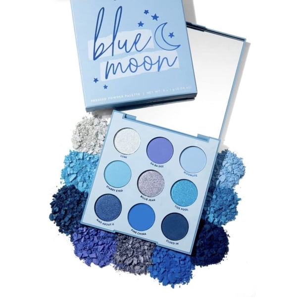 Paleta de sombras de ojos Colourpop Blue Moon con 5 tonos mate y 4 metálicos
