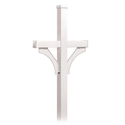 Deluxe Post - 2 Sided - In-Ground Mounted - for Roadside Mailbox - White