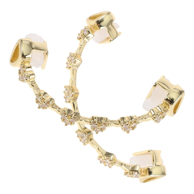 LOLIPPYY 1 Set Rhinestone Mouth Accessory Golden Copper Punk Teeth Grill For Women Casual Outing Hip Hop Performance