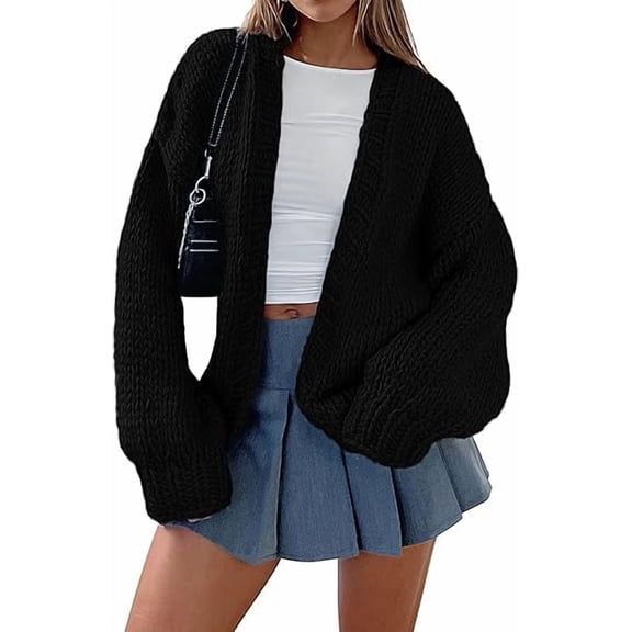 PRETTYGARDEN Womens Cardigan Sweaters Spring Fall Trendy Chunky Knit Outerwear Outfits Fashion Long Sleeve Cardigans