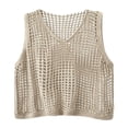 thumbnail image 4 of Mens See Through Hollow Out Sleeveless Shirt Crochet Mesh Fishnet Tank Top for Men V Neck Fishnet Fitted Muscle Shirt Clubwear Khaki, 4 of 5
