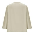 thumbnail image 5 of HOMBOM Y2k Blouses for Women 3/4 Sleeve Beige V-Neck Solid Color Button down Cotton Linen New arrivals Blouse, 5 of 6