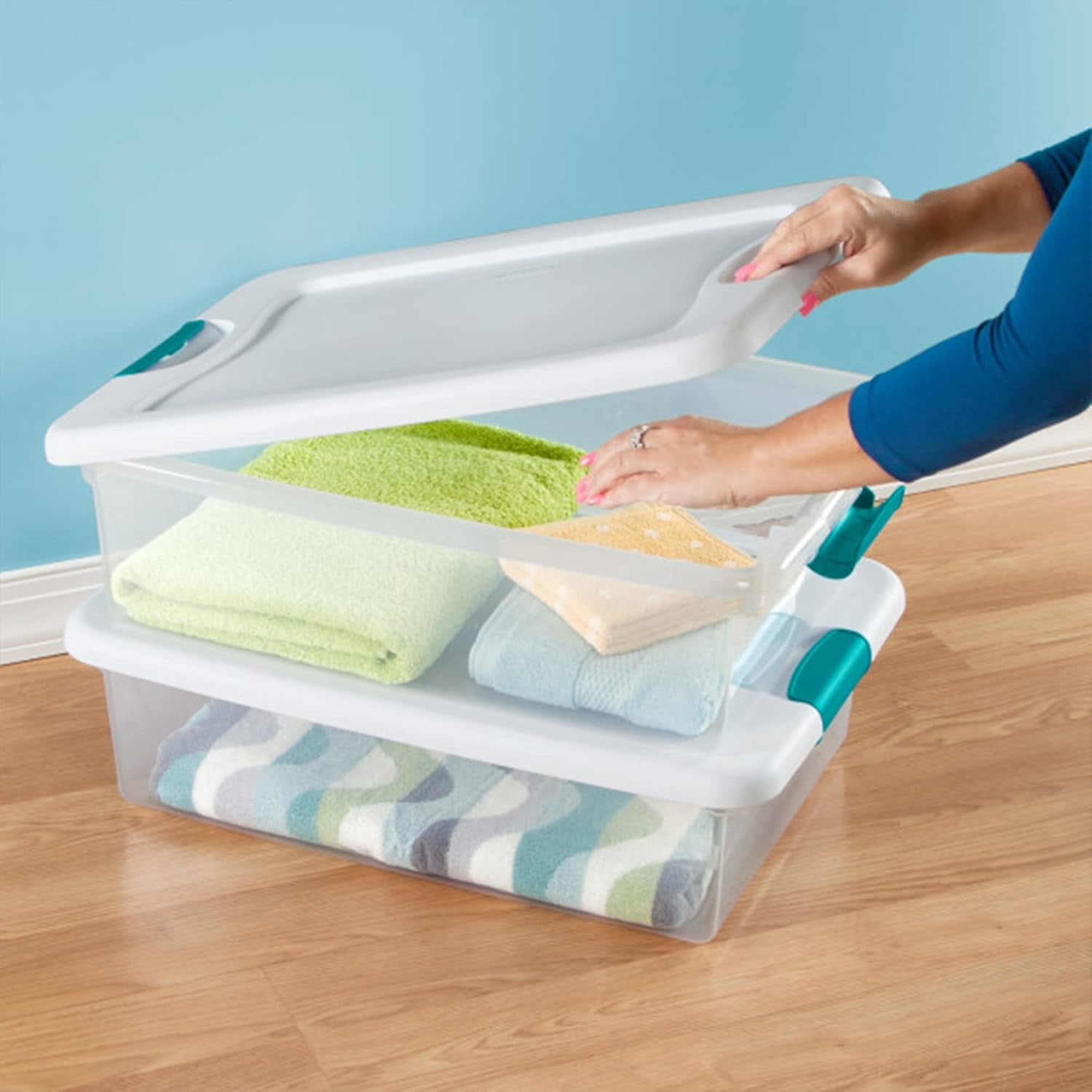Sterilite Latching Storage Box 32-Qt 2 Pack - Clear Storage Bins with Lids for Organization