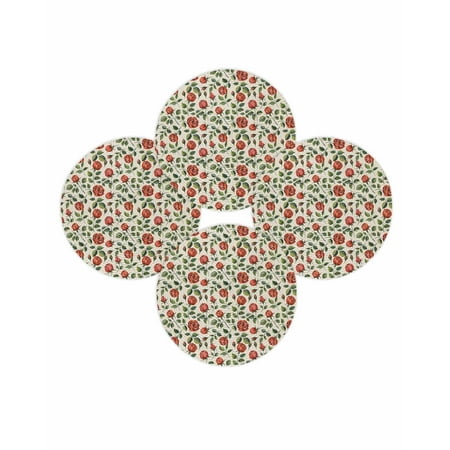 Valentine s Day Round Placemats Set of 4 Red Rose Place Mats Washable Woven Placemat Vintage Romantic Floral Leaves Circle Braided Table Mat for Kitchen Dining Table Wedding Party Home Decor 15 Inch