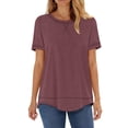 thumbnail image 5 of Fantaslook Short Sleeve Shirts for Women Curved Hem Tunic Tops Casual T Shirt Basic Tees, 5 of 9