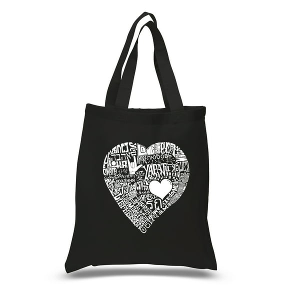 LA Pop Art Small Word Art Tote Bag - LOVE IN 44 DIFFERENT LANGUAGES
