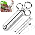thumbnail image 2 of Meat Injector Syringe, Stainless Steel Marinade Flavour Seasoning Injector Kit Food Syringe, 2 of 4
