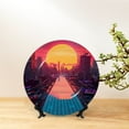 thumbnail image 6 of Bingfone Neon Sunset Cyberpunk Cityscape Print Bone China Dinner Decorative Plates,Handmade Ceramic Dinner Plate with Stand for Home Club-7in, 6 of 6