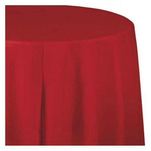 Red 82" Round Plastic Tablecloth