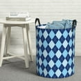 thumbnail image 6 of Honeii Blue Squares Print Laundry Hamper Basket,Baby Nursery Woven Storage Basket for Toys Bin,Pillows,Blankets,Clothes-Medium, 6 of 6