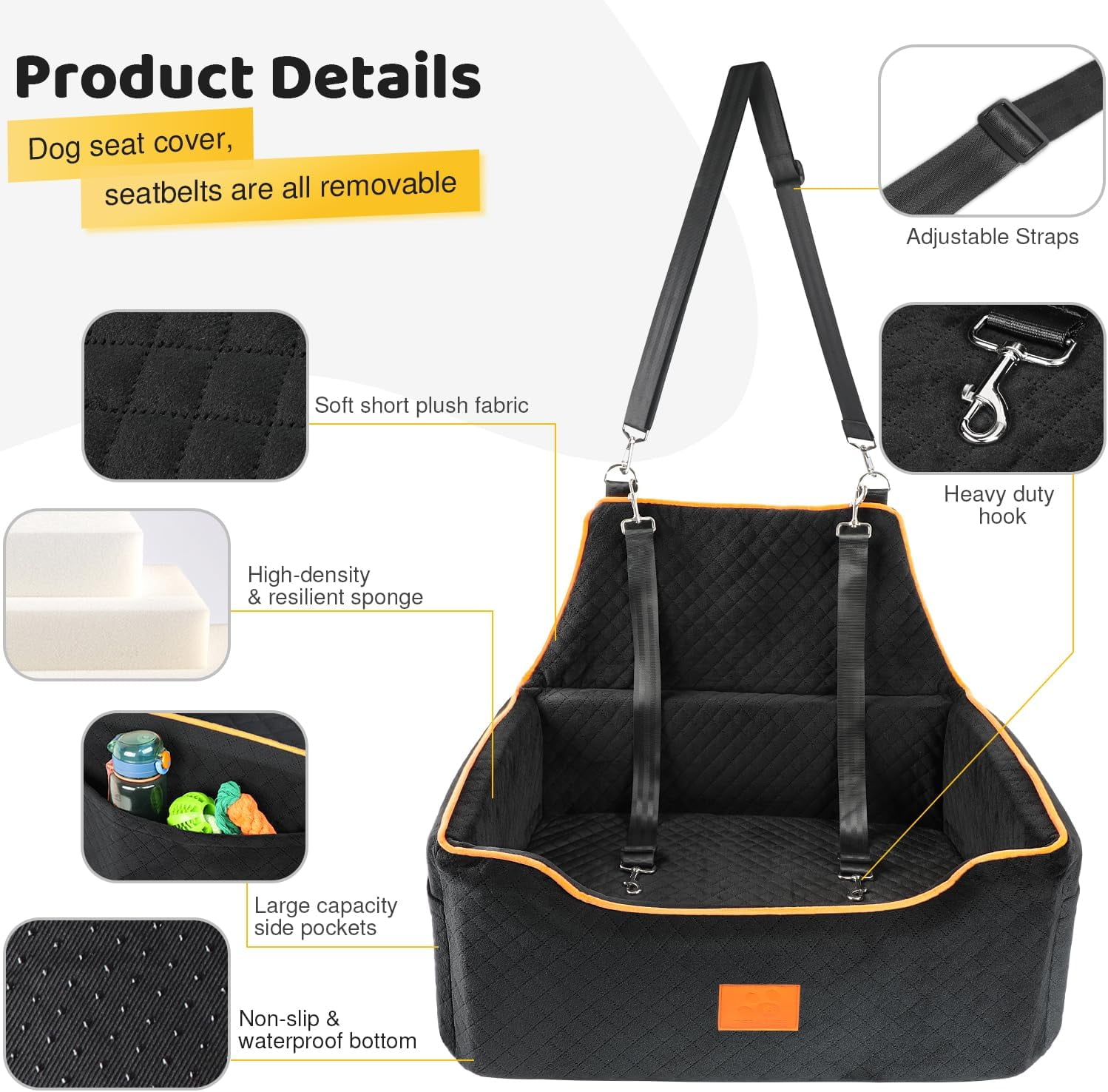 Dog Car Seat For Large Dogs Pets Car Seat Waterproof Dogs Car Booster Seat Foldable Dogs And Cats Pet Car Seat Extender