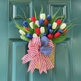 thumbnail image 4 of Red White Blue Artificial Floral Bouquet Wreath, Wall Hanging Decor for Independence Day, Patriotic Celebrations, for Outdoor Garden, Patio, Party Backdrop, Home Decorative Wreath Decor, 19*17in, C, 4 of 6