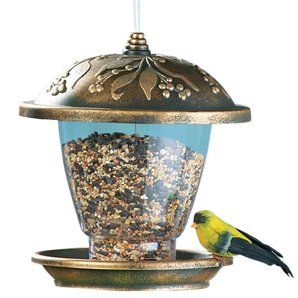 Alimentador De Pájaros Colgante De Gran Capacidad Alimentador De Semillas De Servicio Pesado Tubo De Alimentación De Semillas De Pájaros Salvajes De Metal De Bronce Retro Con 4 Puertos De Alimentación Muyoka Hogar