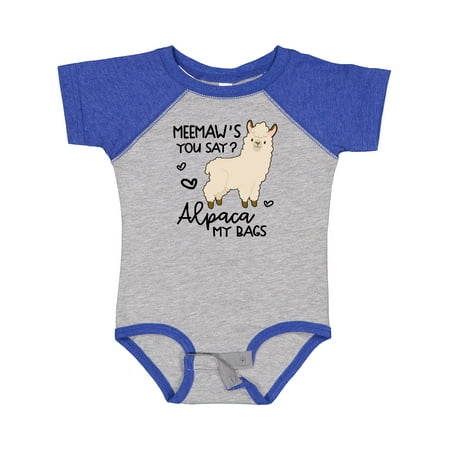

Inktastic Meemaw s You Say Alpaca My Bags Gift Baby Boy or Baby Girl Bodysuit