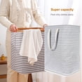thumbnail image 3 of Laundry Basket Stripe Reusable Canvas Large Capacity Clothes for Washing Laundry Storage Bag Portable Washing Bin Baskets Container with Handle Type 4, 3 of 7
