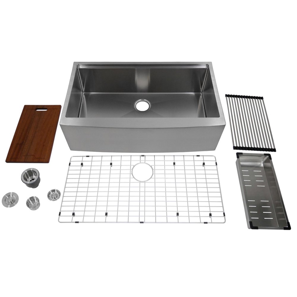 Auric 36” Curved Apronfront Workstation Farmhouse Kitchen Sink