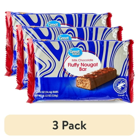 (3 pack) Great Value Milk Chocolate Fluffy Nougat Bar 11.52oz