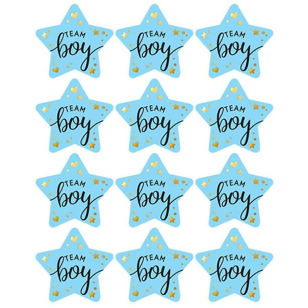 Pegatinas de equipo para niño y niña, pegatinas de equipo para niño o niña de 60/120 piezas, para decoración de fiesta de revelación de género, suministros para Baby Shower, etiqueta de caja de regalo