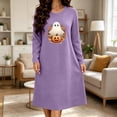 thumbnail image 2 of Edvintorg Night Shirts for Women Lightweight Sleep Dress Halloween Printed Sleepshirts Crew Neck Long Sleeve Loungewear Plus Size Purple M, 2 of 6