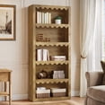 thumbnail image 4 of Fnova 5-Tier Open Bookcase, 70" Tall Bookshelf with Scalloped Edges, Modern Display Shelves Storage Organizer for Living Room, Home Office, Brown, 4 of 7