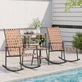 thumbnail image 2 of LAUSAINT HOME 3-Piece Outdoor Patio Furniture Set, 2 Wicker Rocking Chairs with Side Table, Brown, 2 of 9
