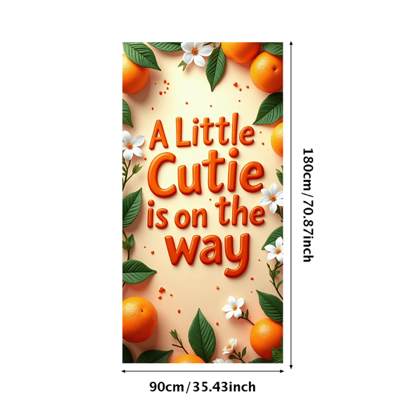 LUUFILx Little Cutie Baby Shower Banners Decor for Party Decorations and Backdrop Events with Orange Florals and Leaves Background for Festive Celebrations