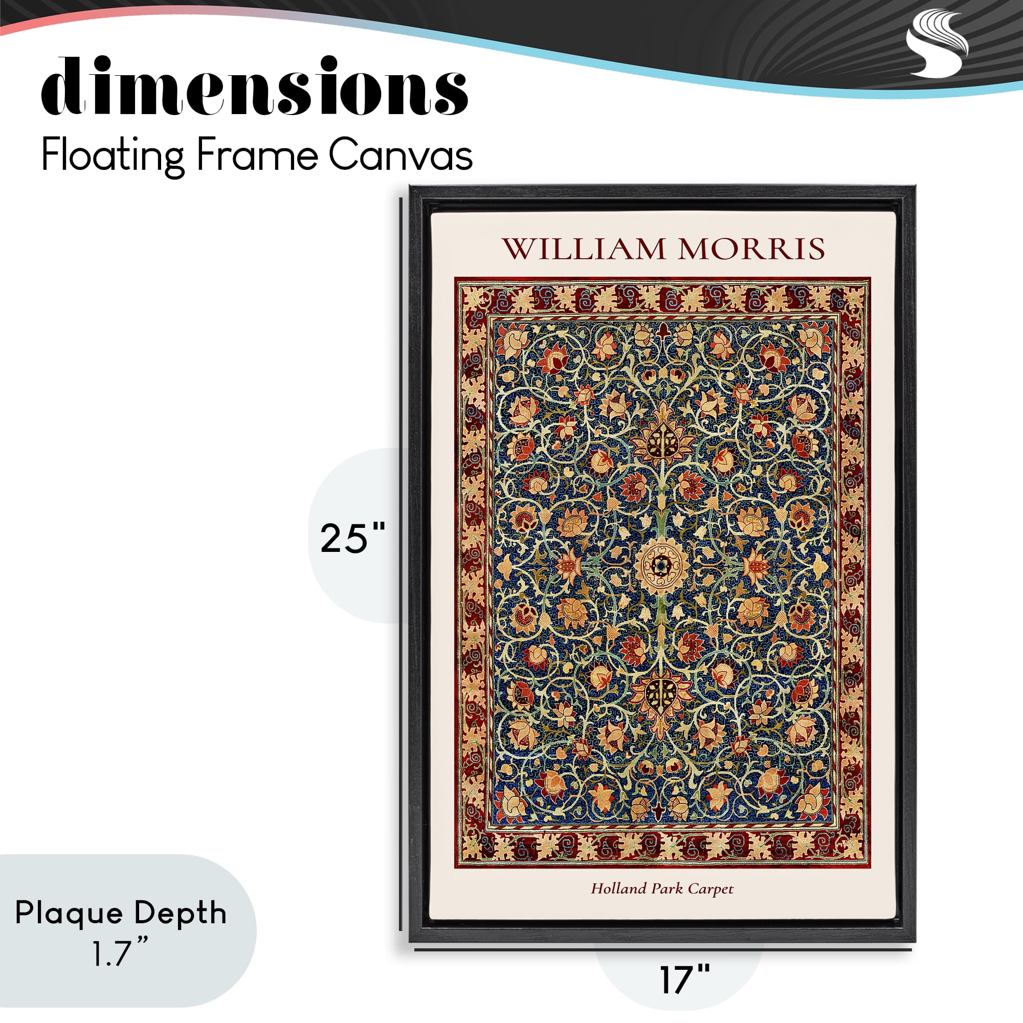 Stupell Industries Holland Park William Morris Design Black Framed Floater Canvas Wall Art, design by Vintage Hustle