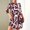 Wine, variant on Fashion Women Casual Loose Round Neck Half Sleeves Comfy Printing Dress